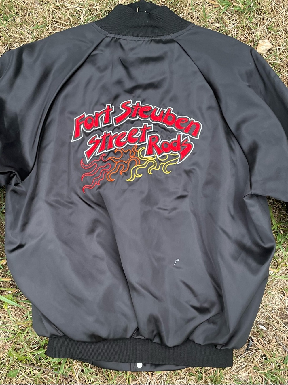 Vintage 90’s Black Embroidered Flame Bomber Size L - Picture 5 of 6